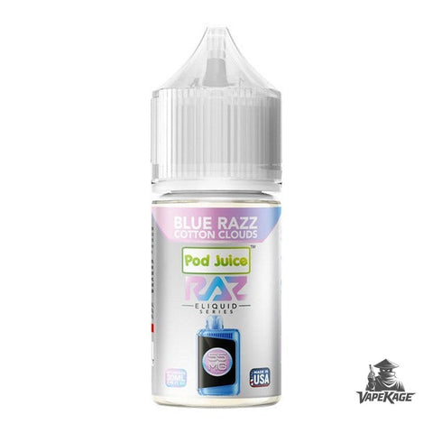 Blue Razz Cotton Clouds RAZ x — Pod Juice 30mL Nic Salt Nicotine Salt E-Liquid at Vapekage