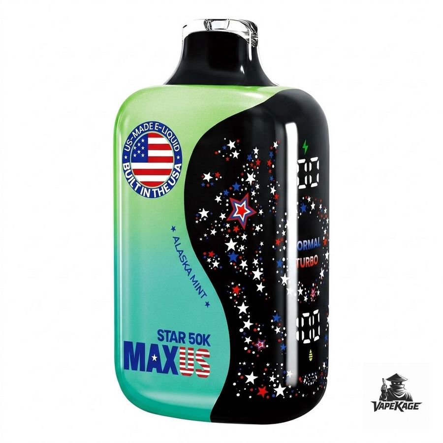 Maxus Star 50K Disposable Vape in Blue Vegas (Blue Razz Ice) flavor, 50000 puffs, USA-made