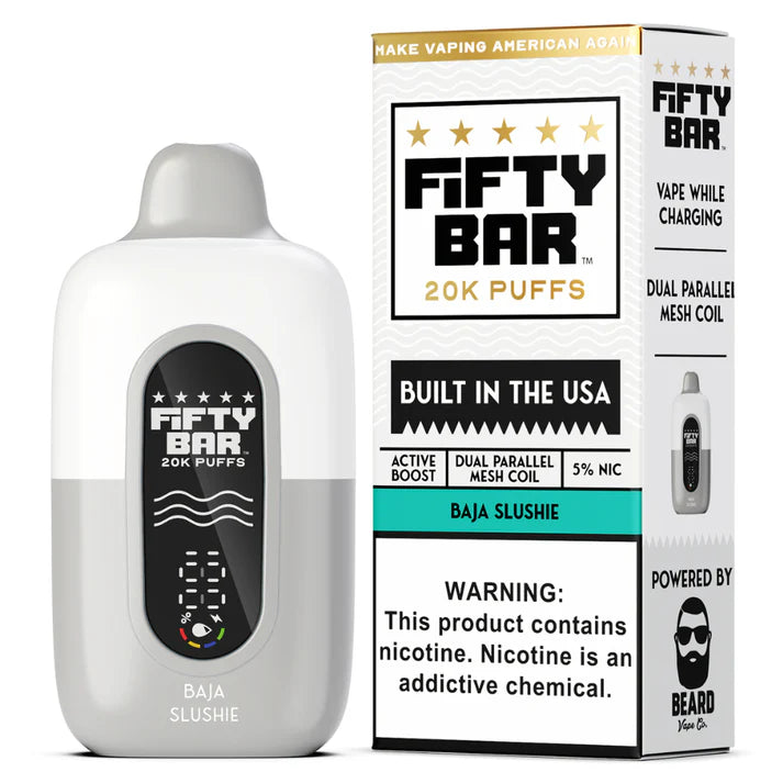 Baja Slushie Fifty Bar White Series 20K rechargeable disposable vape