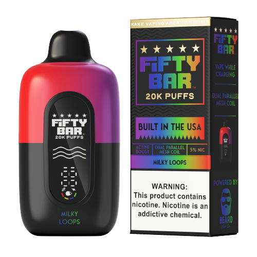 Milky Loops Fifty Bar Black Series 20K rechargeable disposable vape