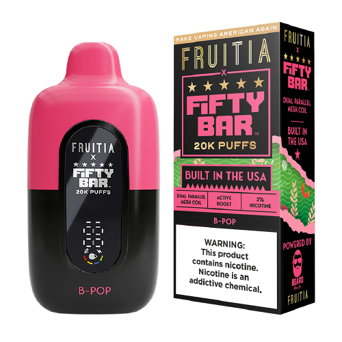 B-Pop Fifty Bar x Fruitia 20K rechargeable disposable vape