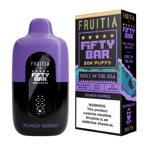 Bonker Berries Fifty Bar x Fruitia 20K rechargeable vape device