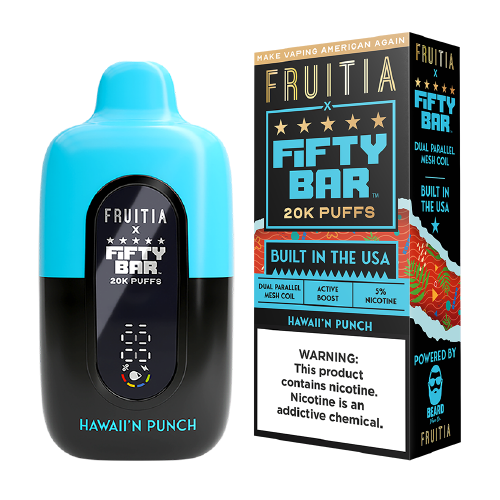 Hawaiian Punch Fifty Bar x Fruitia 20K rechargeable disposable vape