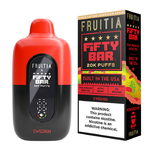 Swedish Fish Fifty Bar x Fruitia 20K rechargeable disposable vape