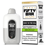 Fifty Bar White Series 20K Disposable Vape in Green Apple Blast flavor, 20000 puffs