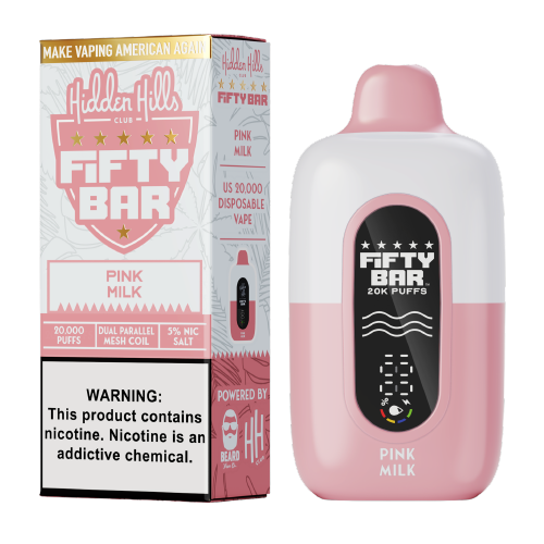 Pink Milk Fifty Bar x Hidden Hills 20K rechargeable disposable vape