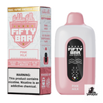 Fifty Bar x Hidden Hills 20K Disposable Vape in Pink Milk flavor, 20000 puffs