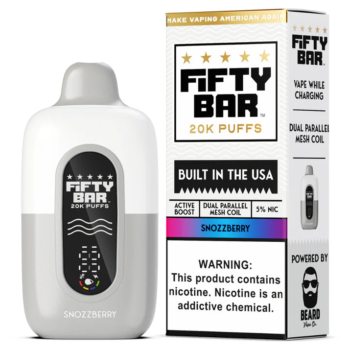 SnozzBerry Fifty Bar White Series 20K disposable vape device