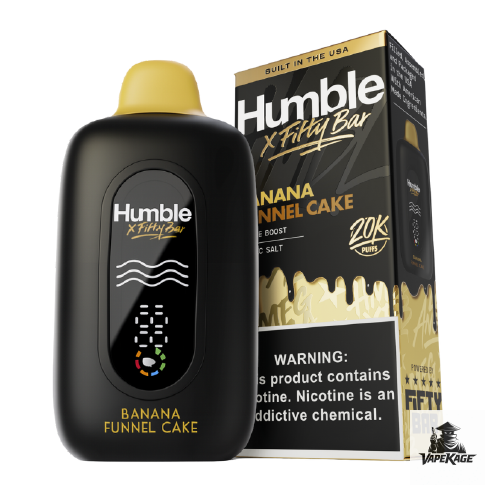 Fifty Bar x Humble 20K Disposable Vape in Banana Funnel Cake flavor, 20000 puffs