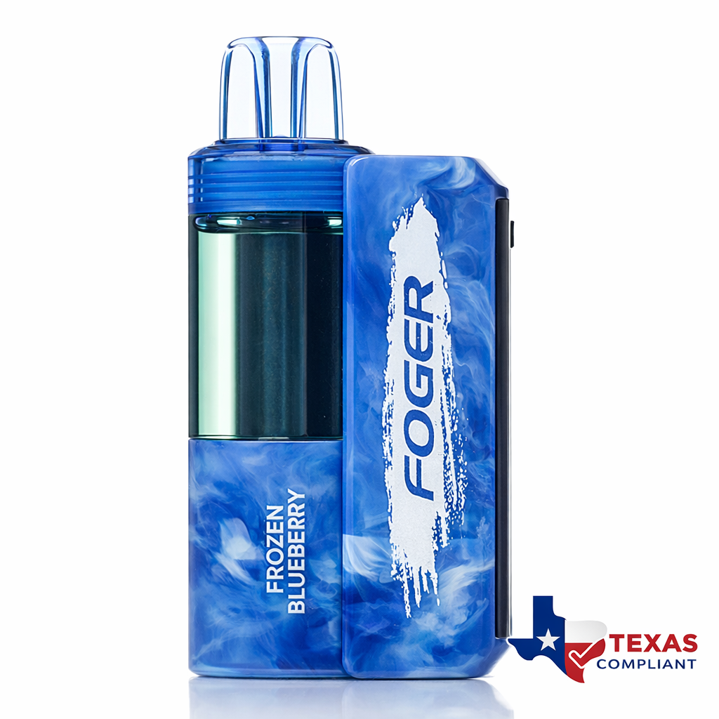 Foger Switch Pro 30K disposable vape in Frozen Blueberry flavor, rechargeable high-puff vape device Texas compliant