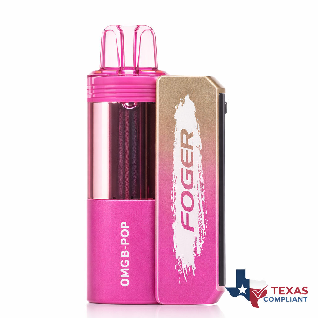 Foger Switch Pro 30K disposable vape in OMG B-Pop flavor, rechargeable high-puff vape device Texas compliant