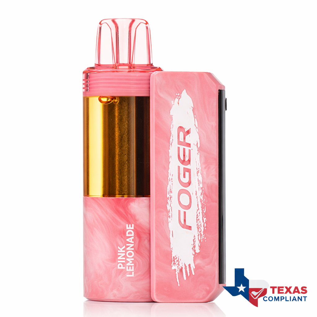 Foger Switch Pro 30K disposable vape in Pink Lemonade flavor, rechargeable high-puff vape device Texas compliant