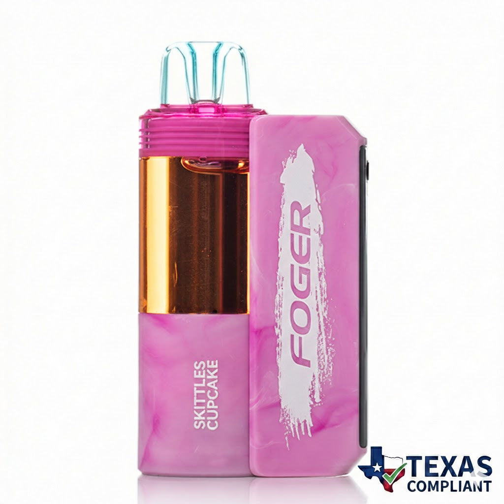 Foger Switch Pro 30K disposable vape in Skittles Cupcake flavor, rechargeable high-puff vape device Texas compliant
