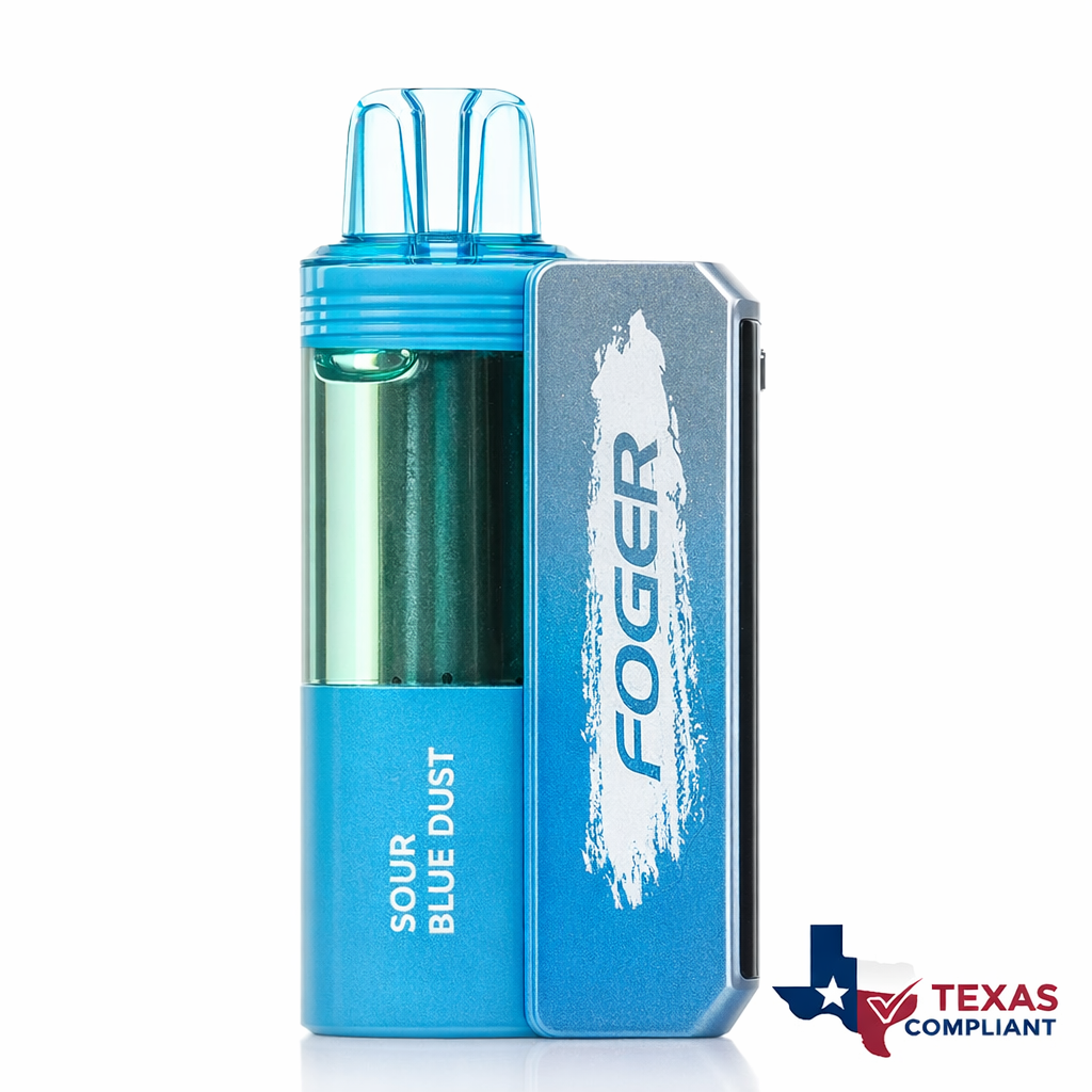 Foger Switch Pro 30K disposable vape in Sour Blue Dust flavor, rechargeable high-puff vape device Texas compliant