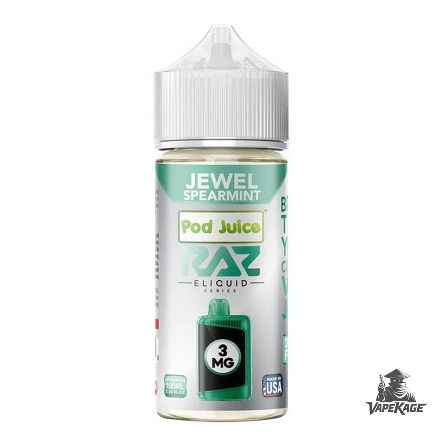 Jewel Spearmint RAZ x — Pod Juice 100mL Freebase Freebase E-Liquid at Vapekage
