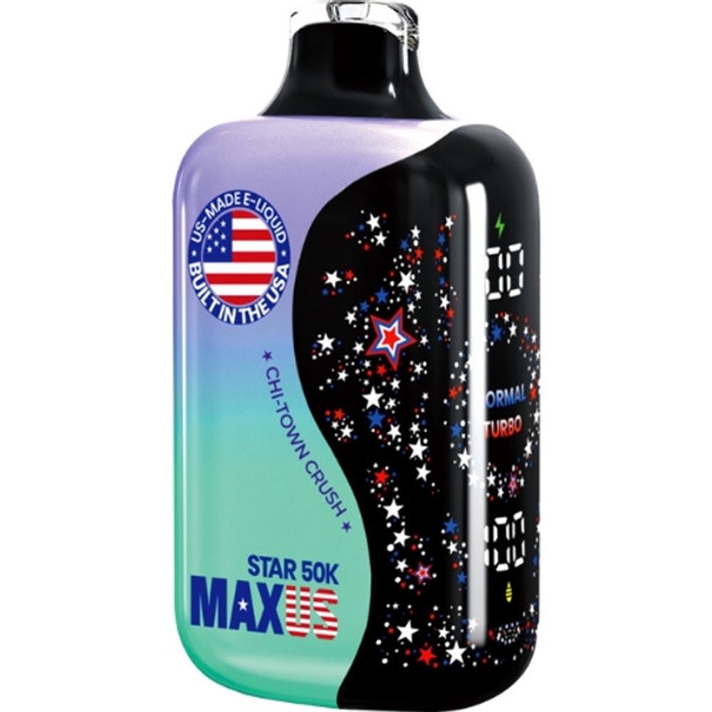 Maxus Star 50K disposable vape device in Chi-Town Crush (Grape Mint) flavor.