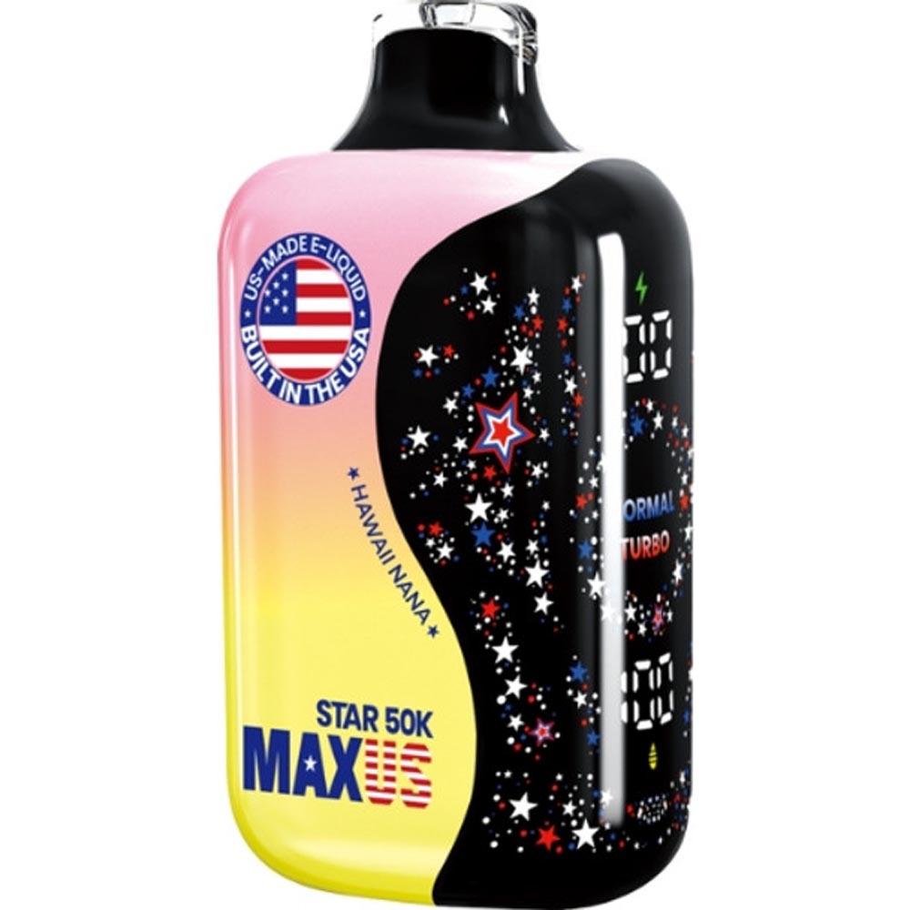 Maxus Star 50K disposable vape device in Hawaii Nana (Banana Strawberry) flavor.