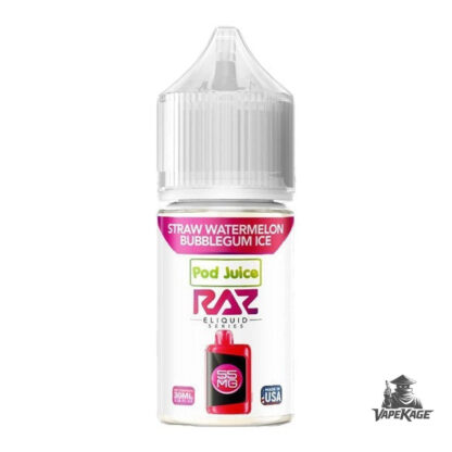 Straw Watermelon Bubblegum Ice RAZ x — Pod Juice 30mL Nic Salt